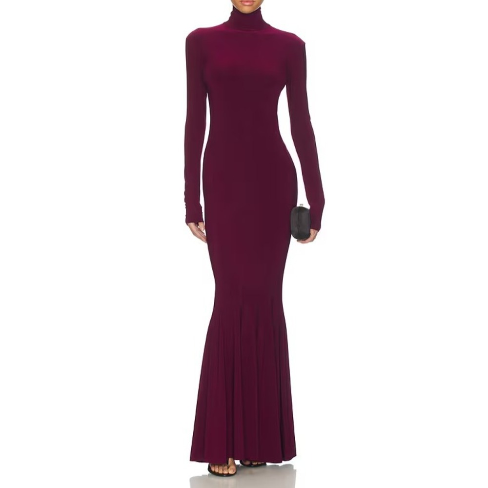 NORMA KAMALI Fishtail Gown Dress Turtleneck SIZE‎ L/40 Plum